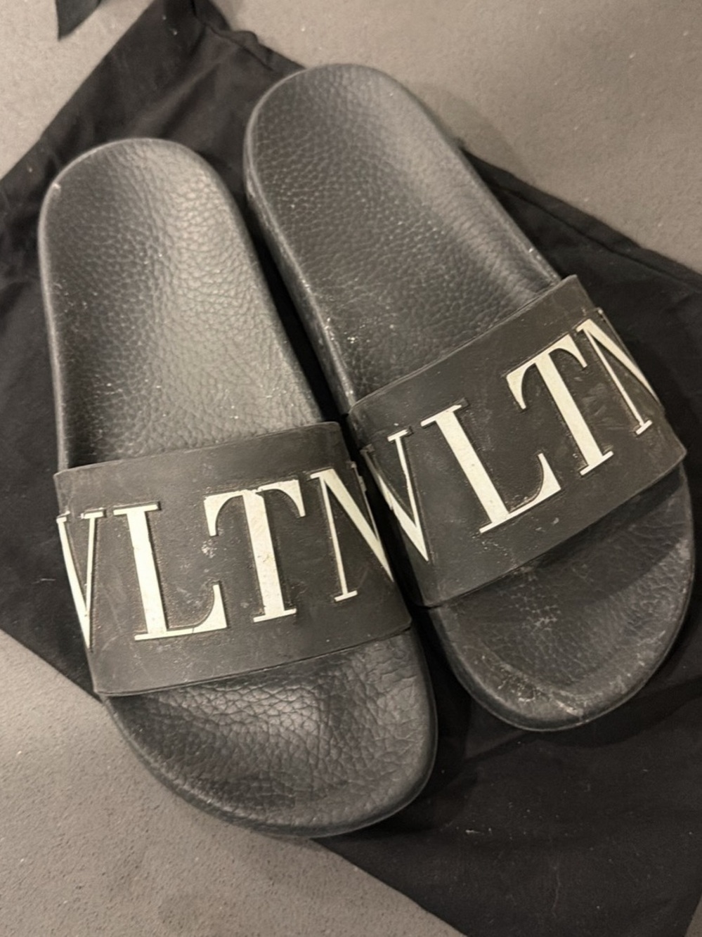 Valentino Black Logo Rubber Slide Sandals